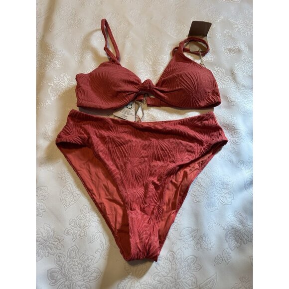 Berlook Triangle Bikini Orange Seashell Textured Bikini Set Size M Medium NEW